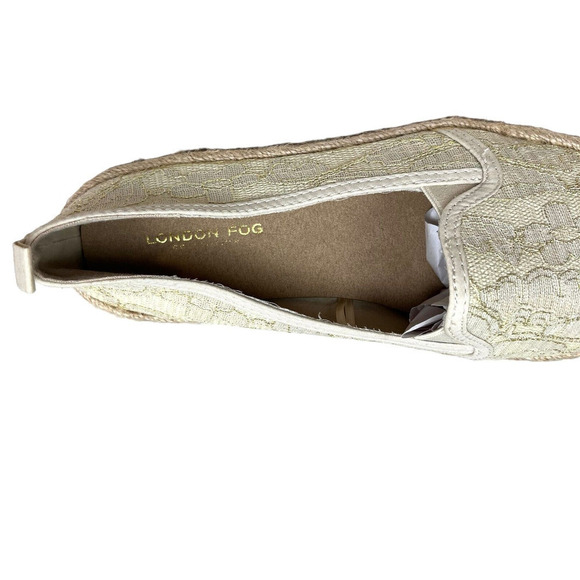 London Fog LALA Espadrilles Shoes Cream Lace Pattern Slip On Cushioned Women 9M‎ - Picture 6 of 7